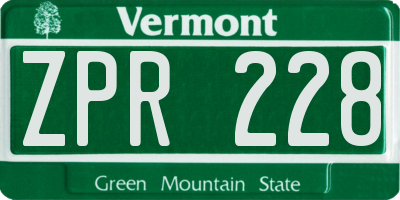VT license plate ZPR228