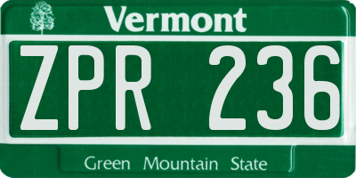 VT license plate ZPR236