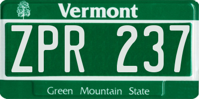 VT license plate ZPR237