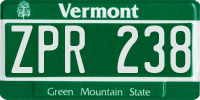 VT license plate ZPR238