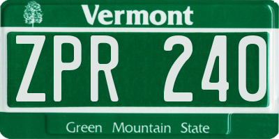VT license plate ZPR240