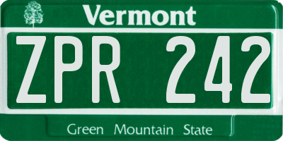 VT license plate ZPR242