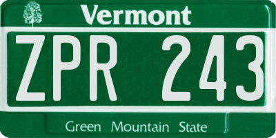 VT license plate ZPR243