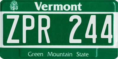 VT license plate ZPR244