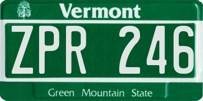 VT license plate ZPR246