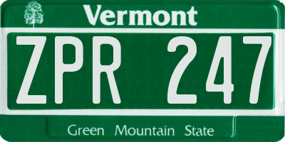 VT license plate ZPR247
