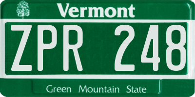 VT license plate ZPR248
