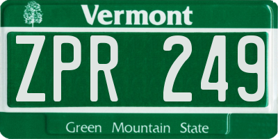 VT license plate ZPR249