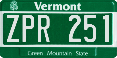 VT license plate ZPR251