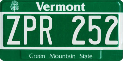 VT license plate ZPR252