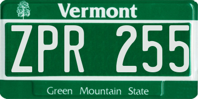 VT license plate ZPR255