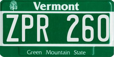 VT license plate ZPR260