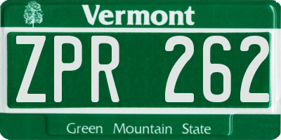 VT license plate ZPR262