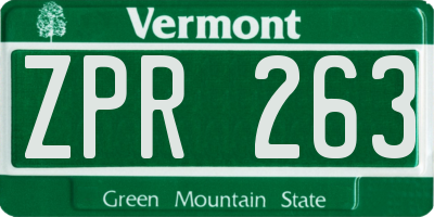 VT license plate ZPR263