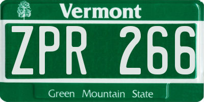 VT license plate ZPR266