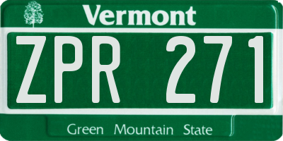 VT license plate ZPR271