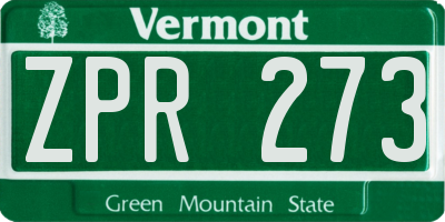 VT license plate ZPR273