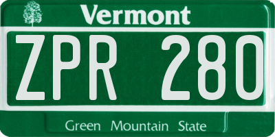 VT license plate ZPR280