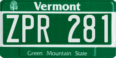 VT license plate ZPR281