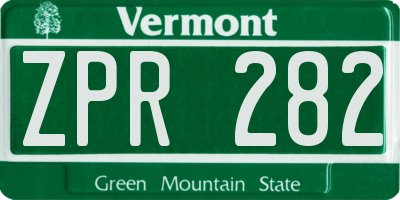 VT license plate ZPR282