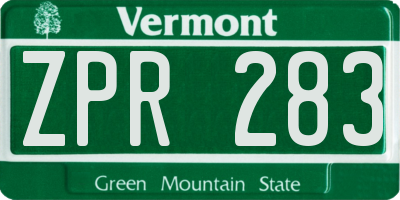 VT license plate ZPR283