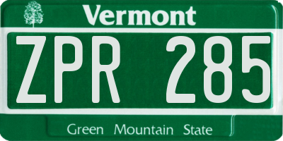 VT license plate ZPR285