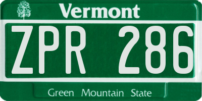 VT license plate ZPR286