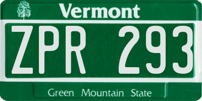 VT license plate ZPR293