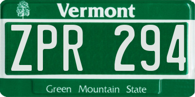 VT license plate ZPR294