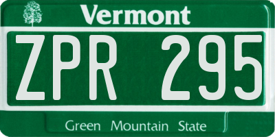 VT license plate ZPR295