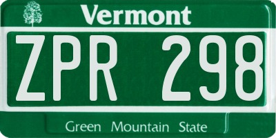 VT license plate ZPR298