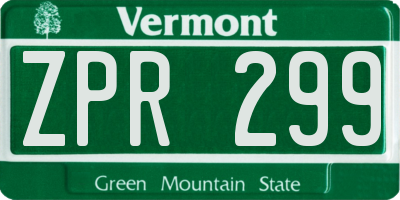 VT license plate ZPR299