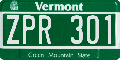 VT license plate ZPR301