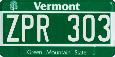 VT license plate ZPR303