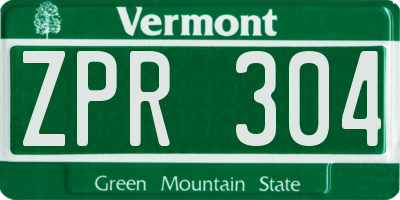 VT license plate ZPR304