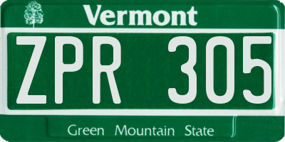 VT license plate ZPR305