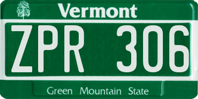 VT license plate ZPR306