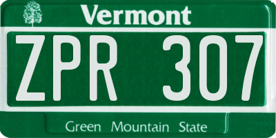 VT license plate ZPR307