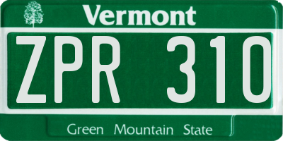 VT license plate ZPR310