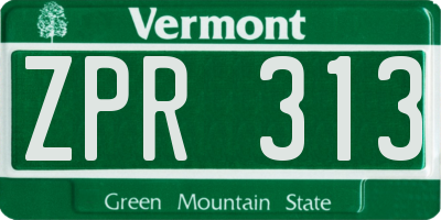 VT license plate ZPR313