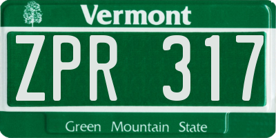 VT license plate ZPR317