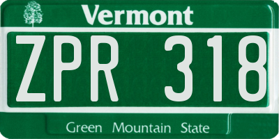 VT license plate ZPR318