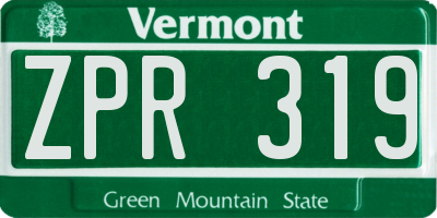 VT license plate ZPR319