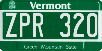 VT license plate ZPR320