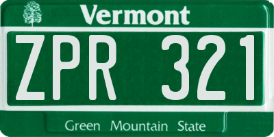 VT license plate ZPR321