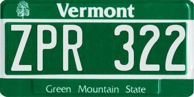 VT license plate ZPR322