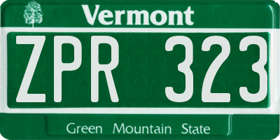 VT license plate ZPR323