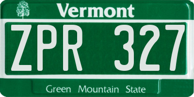 VT license plate ZPR327
