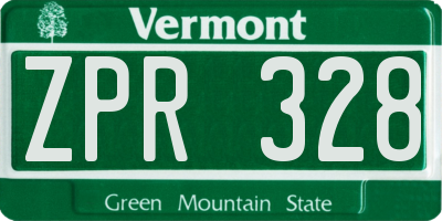 VT license plate ZPR328
