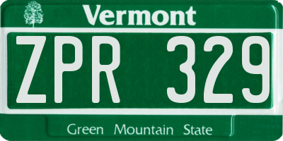 VT license plate ZPR329